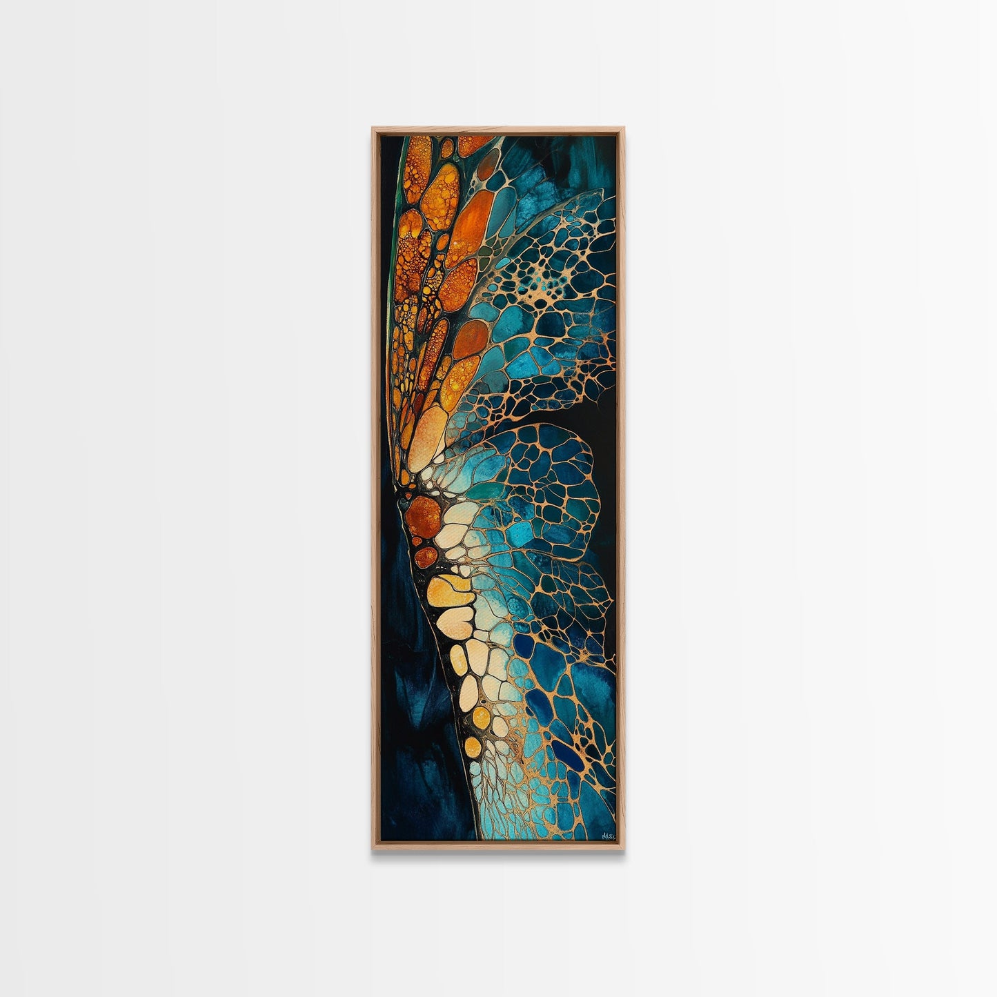 Butterfly wing, mosaic wall art, teal wall art, gemstone painting, sacred geometry wall art, framed canvas print, boho art