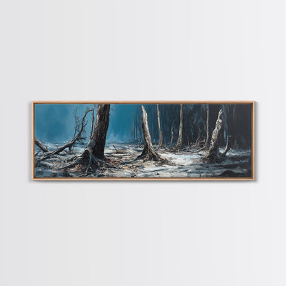 Dark Forest Mystical Canvas Print Moody Landscape Wall Art Gothic Nature Decor Haunted Woods Painting Spooky Halloween Gift