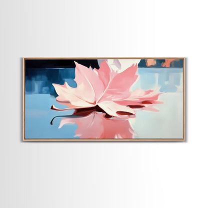 Autumn Leaf, Nature Reflection, Fall Inspired Art, Framed Canvas Print, Cozy Seasonal Wall Decor, Warm Toned Home Aesthetic