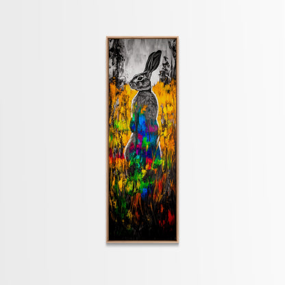 Vibrant Rabbit, Abstract Animal, Colorful Wildlife, Boho Wall Art, Canvas Print, Eclectic Decor, Living Room Art, Rustic Modern