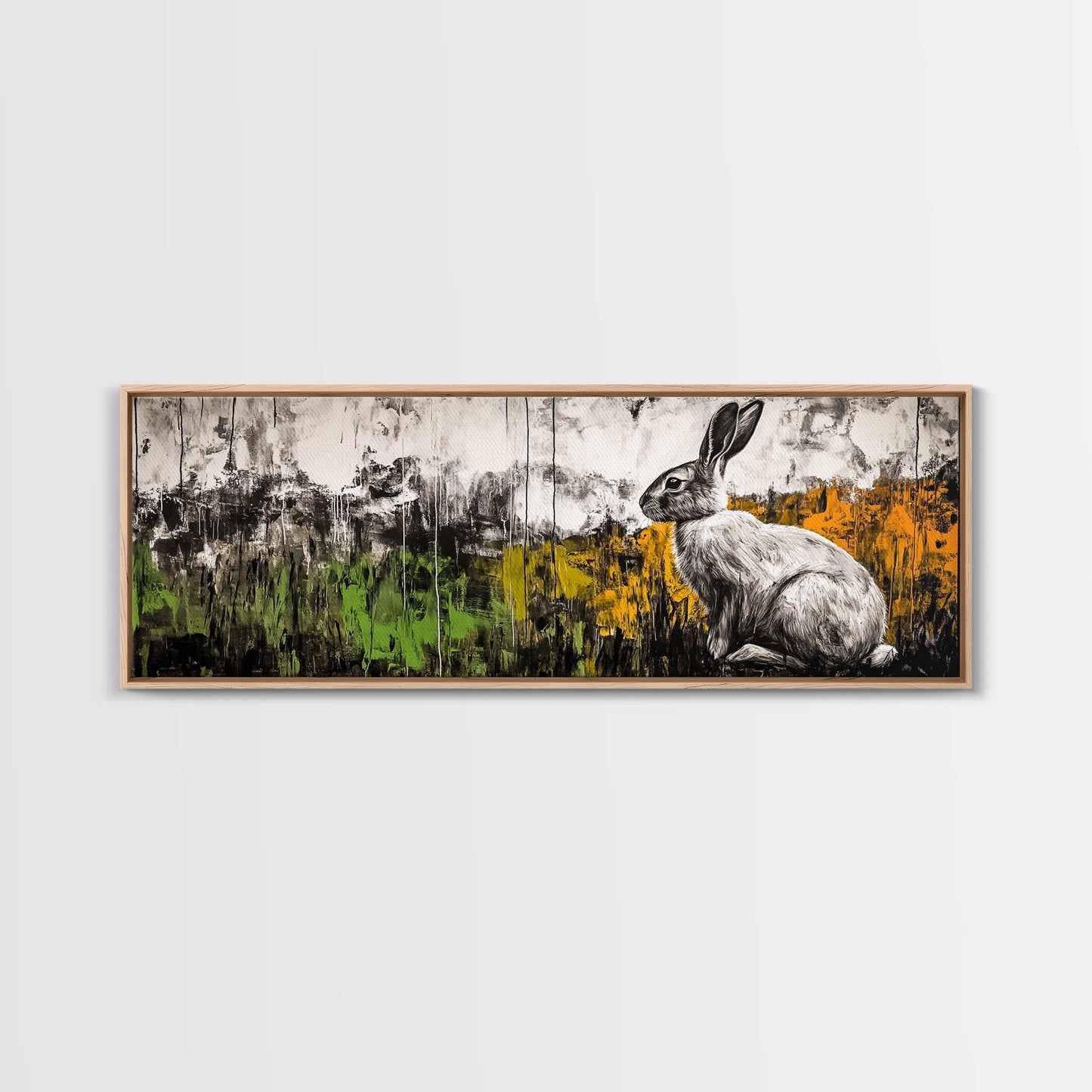 Rabbit Painting, Animal Canvas Print, Wildlife Art, Nature Inspired Decor, Neutral Tones, Modern Farmhouse Art, Living Room Wall Art