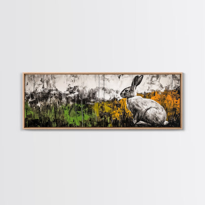 Rabbit Painting, Animal Canvas Print, Wildlife Art, Nature Inspired Decor, Neutral Tones, Modern Farmhouse Art, Living Room Wall Art