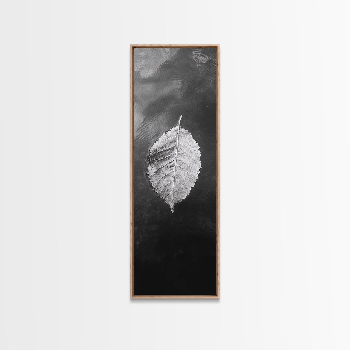 Floating Leaf, Autumn Stillness, Water Reflection, Framed Canvas Print, Fall inspired decor, Bathroom minimalist art, Botanical nature gift