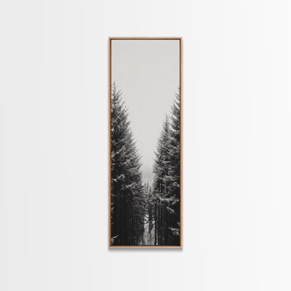Snowy Forest, Pine Trees, Winter Woods, Minimal Art, Nordic Aesthetic, Canvas Print, Christmas Decor, Cozy Living Room Wall Art