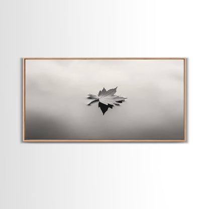 Autumn Leaf, Tranquil Water, Floating Serenity, Soft Tones Nature Art, Canvas Print, Fall Bedroom Wall Art, Minimalist Style