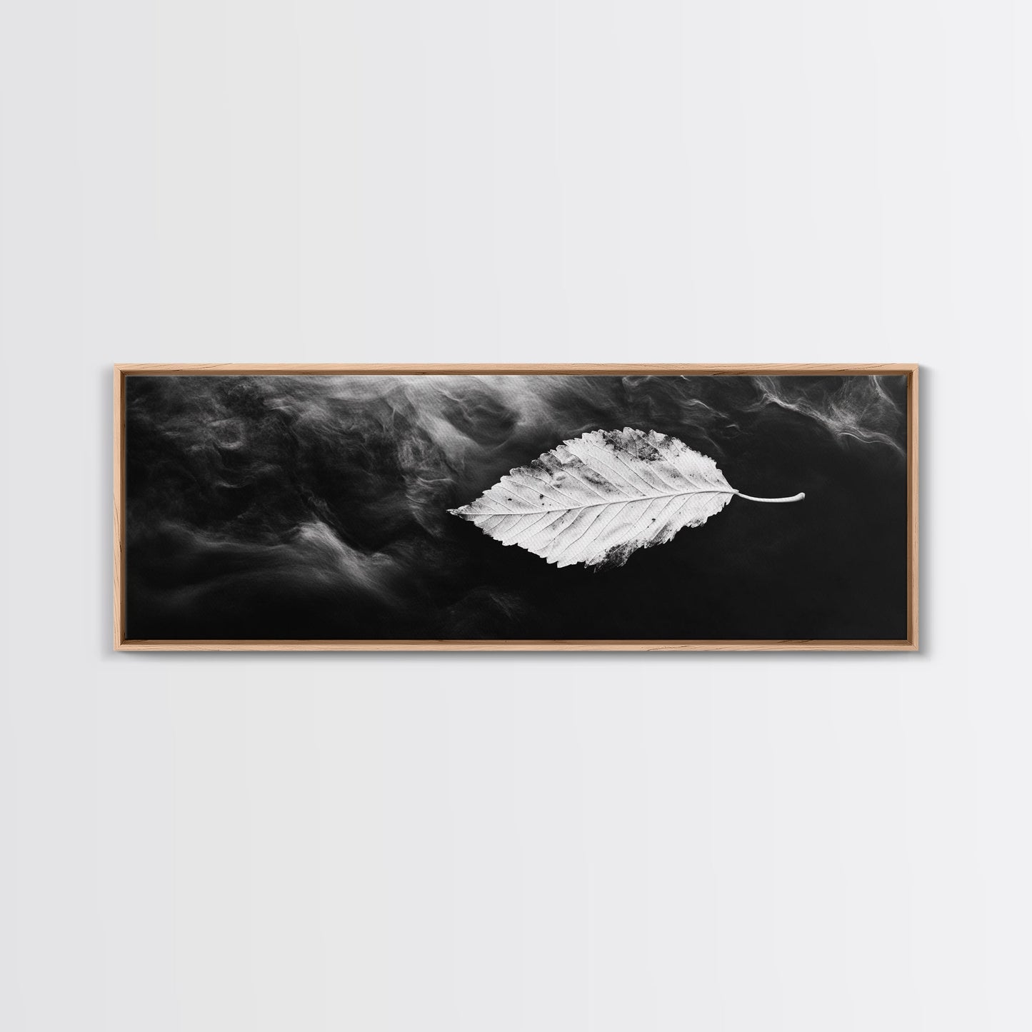 Misty Leaf, Black Art, Nature Print, Autumn Wall Decor, Framed Canvas Print, Minimalist Wall Art, Bedroom Wall Decor, Fall Botanical Art