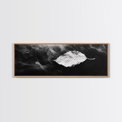 Misty Leaf, Black Art, Nature Print, Autumn Wall Decor, Framed Canvas Print, Minimalist Wall Art, Bedroom Wall Decor, Fall Botanical Art