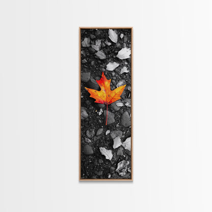 Maple Leaf Focus, Autumn Ground, Fall Vibes, Canvas Print, Nature Photography, Minimalist Art, Entryway Wall Decor, Earth Tone Aesthetic