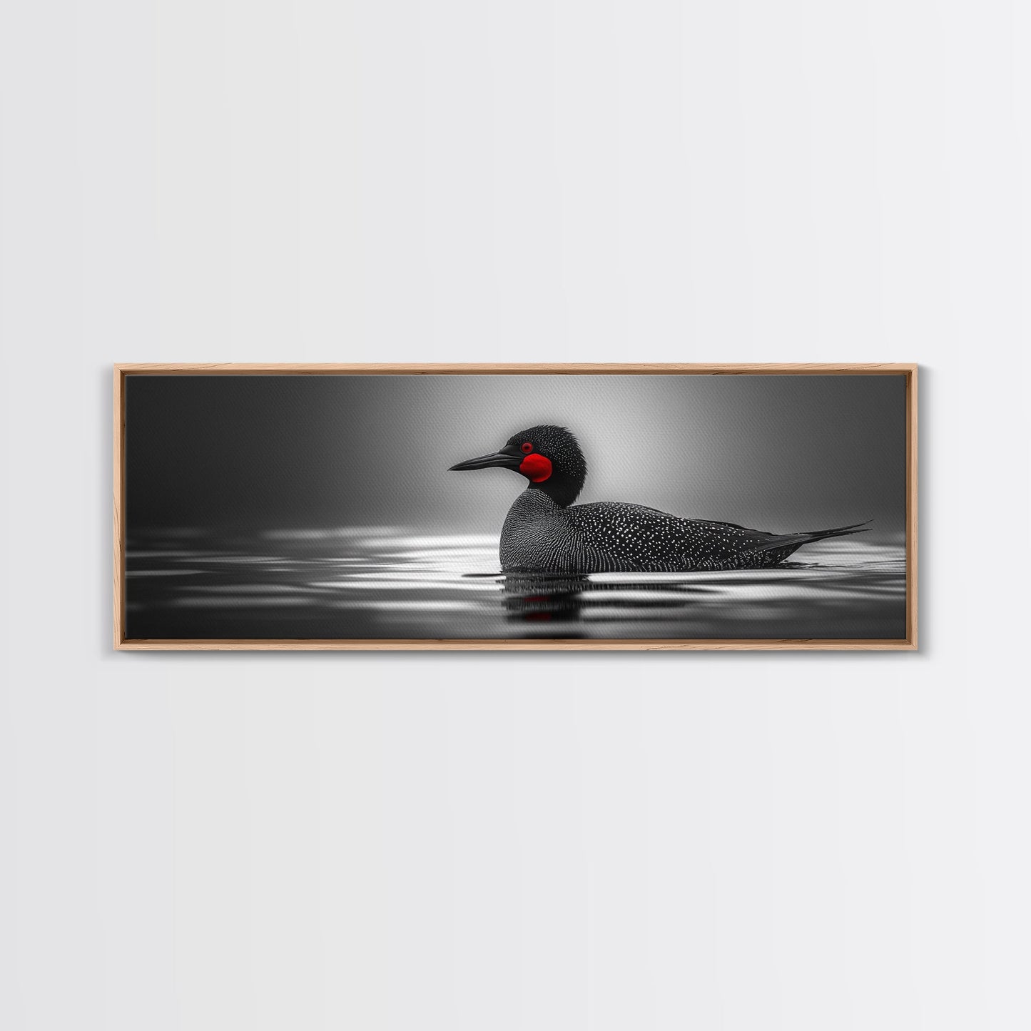 Red-Eyed Loon, Waterbird, Monochrome Beauty, Wildlife Portrait, Framed Canvas Print, Cabin Wall Art, Bird Lover Gift, Nature Photography