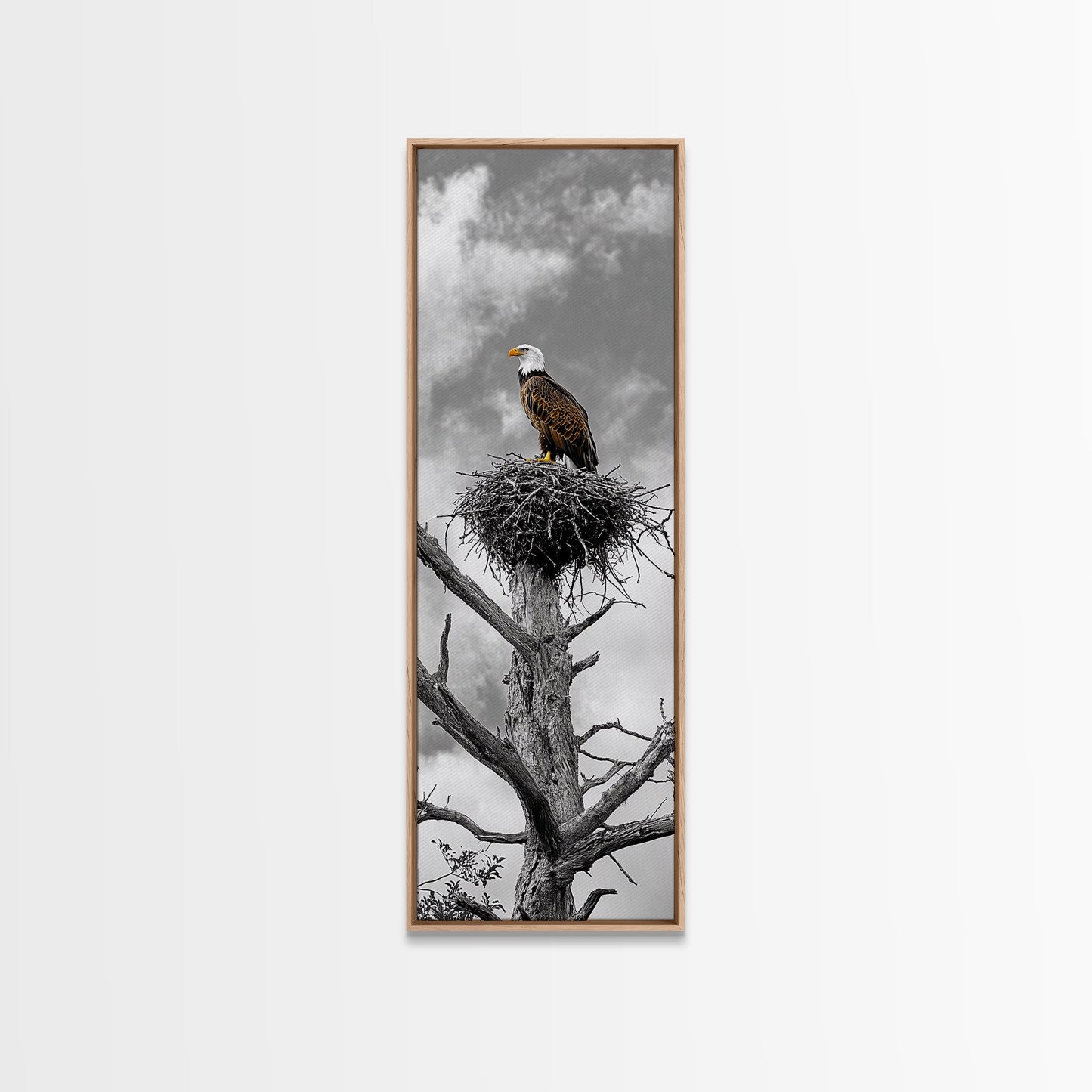 Majestic Eagle Wall Art Framed Canvas Print | Rustic Decor | Wildlife Nature Painting | Above Couch Art | Moody Art | Gift Idea
