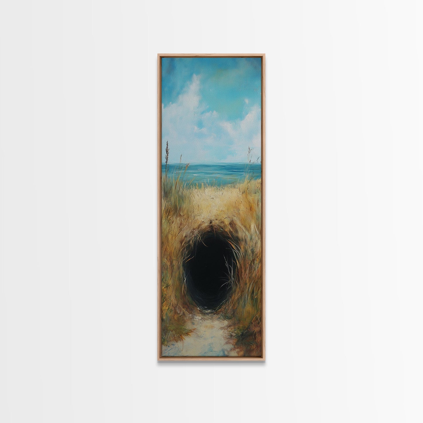 Dark Rabbit Hole Canvas Print, Wabi Sabi Art, Moody Art, Coastal Landscape Art, Minimalist Art, Living Room Art, Extra Wide Art