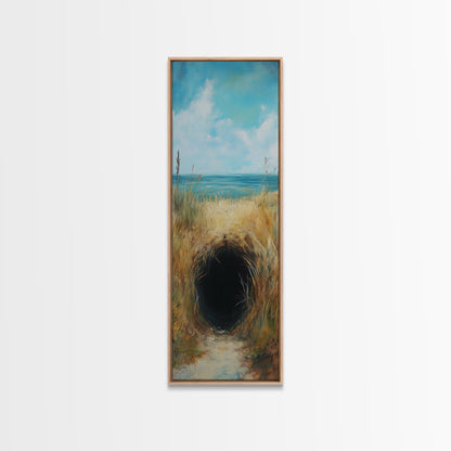 Dark Rabbit Hole Canvas Print, Wabi Sabi Art, Moody Art, Coastal Landscape Art, Minimalist Art, Living Room Art, Extra Wide Art