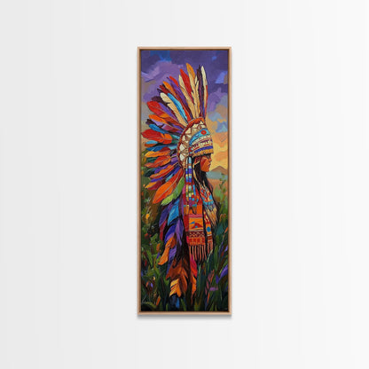 Vibrant Native Woman Framed Canvas Print Afrocentric Wall Art Bold Colorful Portrait Rustic Art Southwest Wall Art