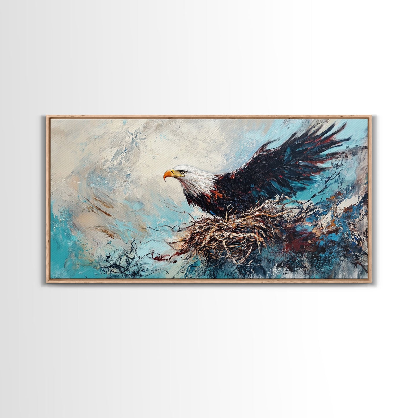 Bald Eagle, Bird Art, Rustic Decor, Wildlife Art, Mountain Painting, Southwest Wall Art, Living Room Art, Framed Canvas Print, Moody Art