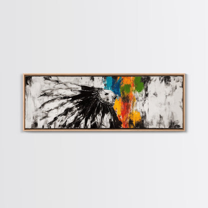 Native American Horse, rustic art, horse wall art, chicano art, graffiti wall art, southwest wall art, framed canvas print, panoramic painting