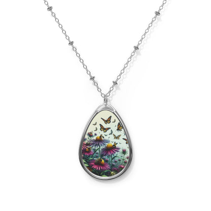 Necklace, Oval, Asters & Monarch