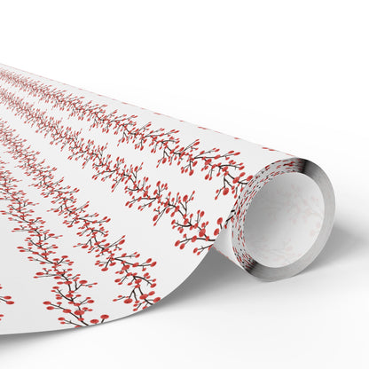 Wrapping Paper, Winterberry - White