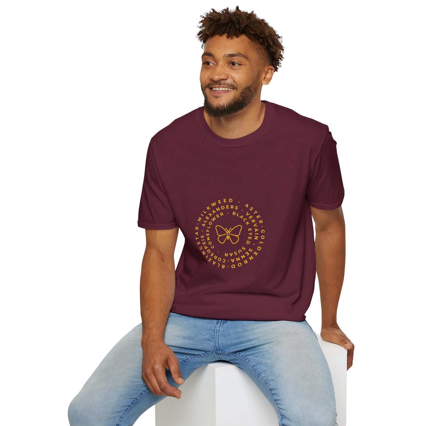 T-Shirt Unisex Softstyle, Native Plants & Butterflies w/EMNP logo