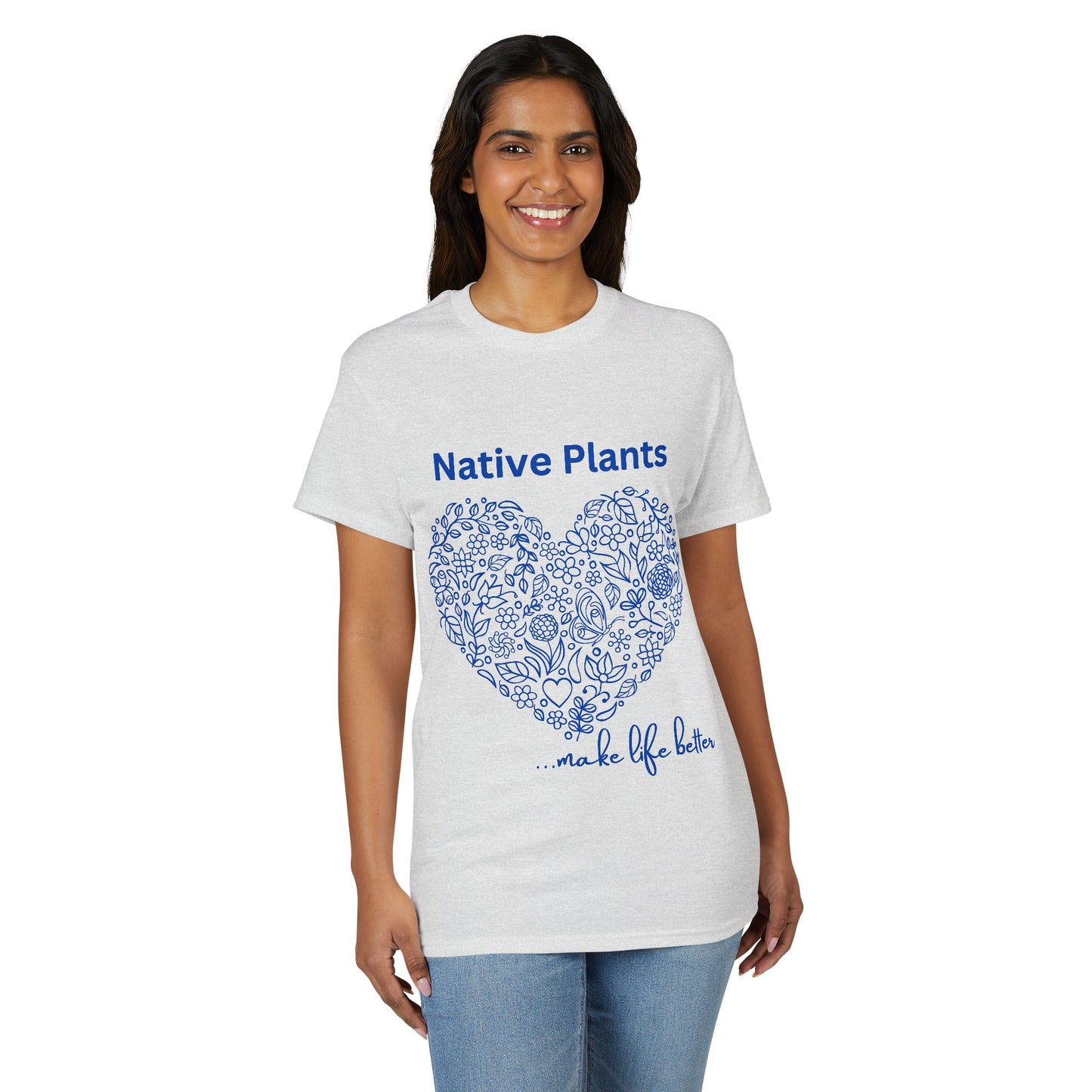 Dry Blend Moisture Wicking Tee Native Plants Make Life Better w/EMNP Logo on back