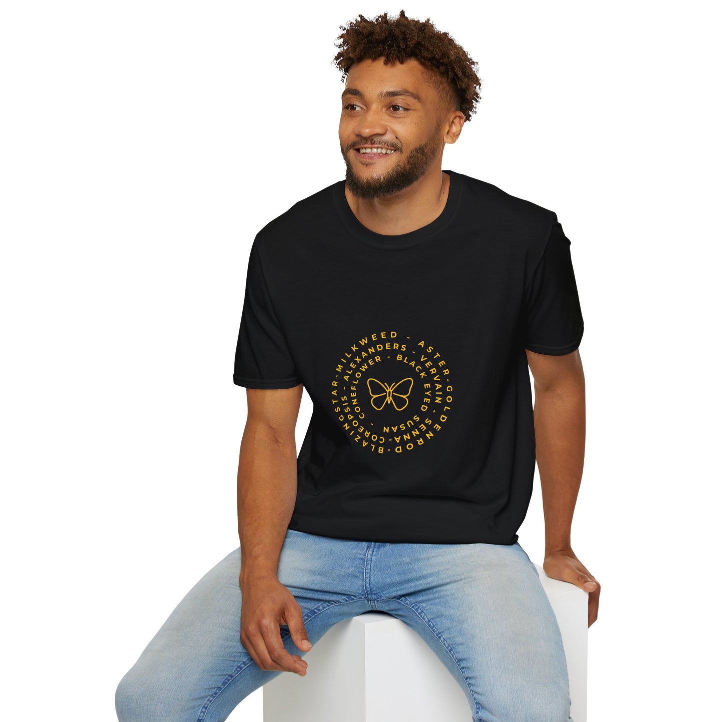 T-Shirt Unisex Softstyle, Native Plants & Butterflies w/EMNP logo