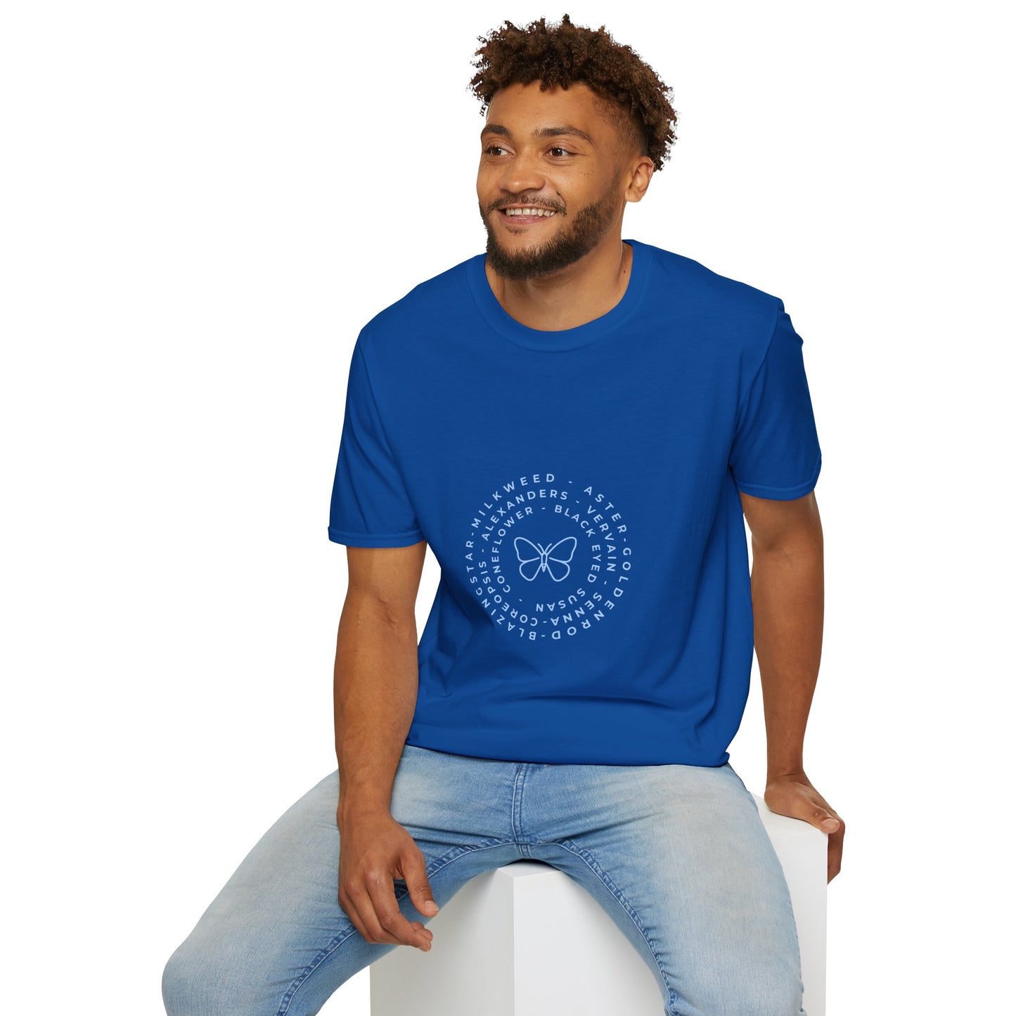 T-Shirt Unisex Softstyle, Native Plants & Butterflies w/EMNP logo
