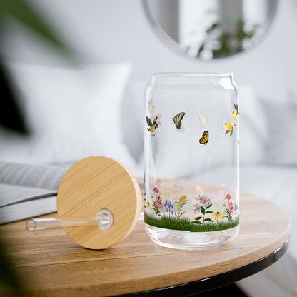 Sipper Glass, 16oz, Native Plants, Birds & Pollinators