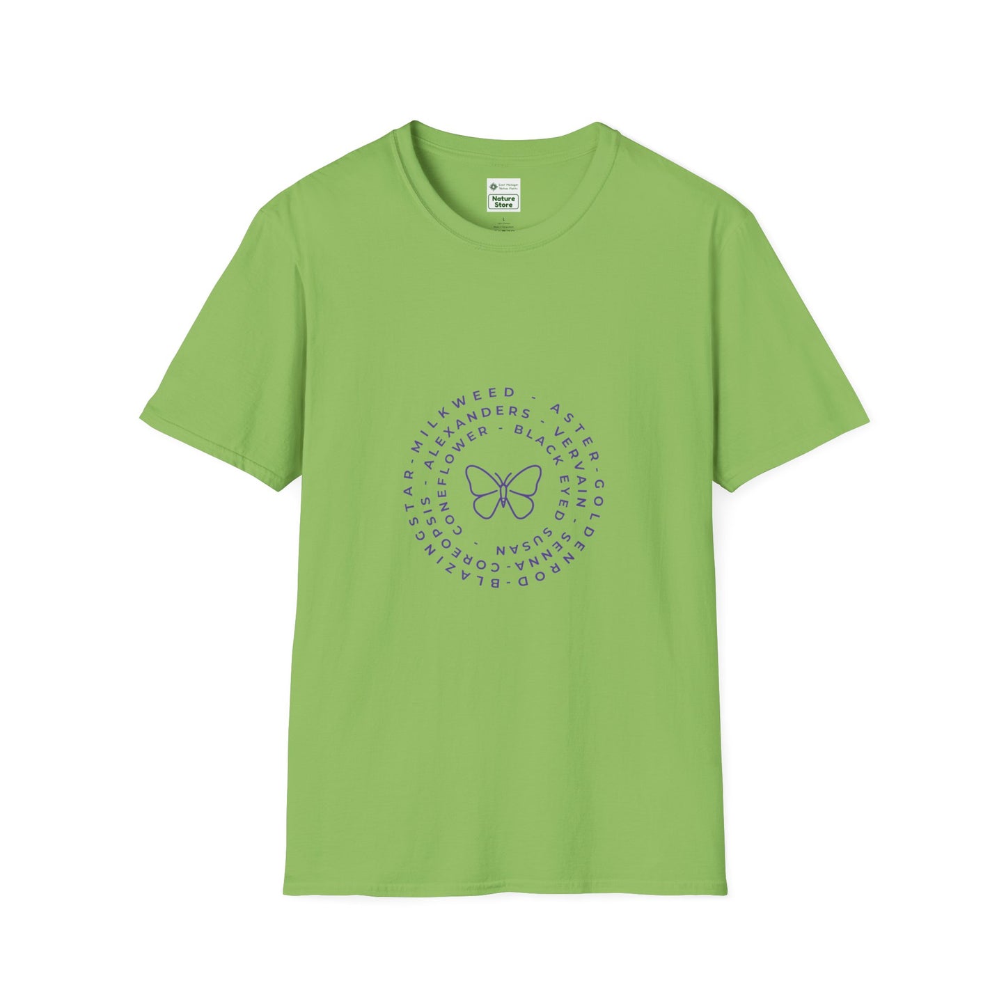 T-Shirt Unisex Softstyle, Native Plants & Butterflies w/EMNP logo