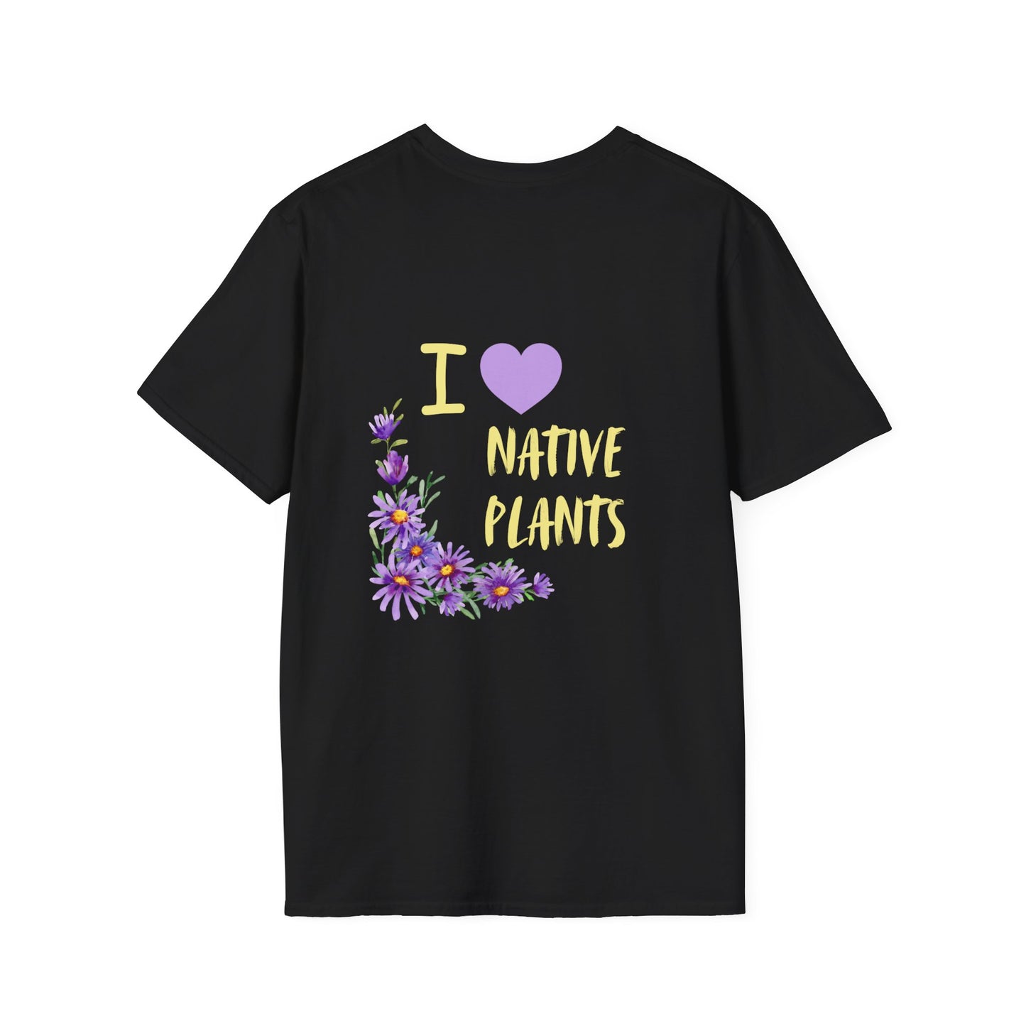 Unisex Softstyle T-Shirt I Love Native Plants, Asters (Back)
