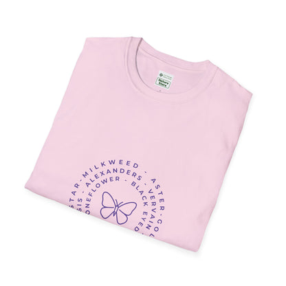 T-Shirt Unisex Softstyle, Native Plants & Butterflies w/EMNP logo