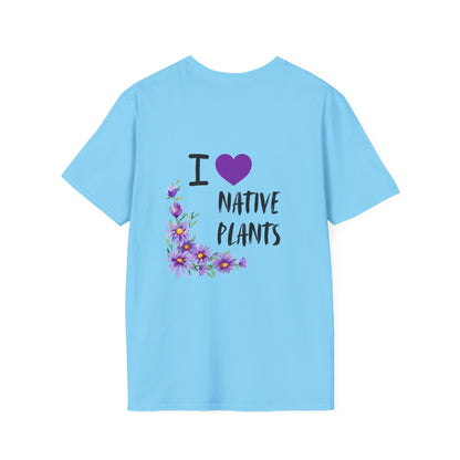 Unisex Softstyle T-Shirt I Love Native Plants, Asters (Back)
