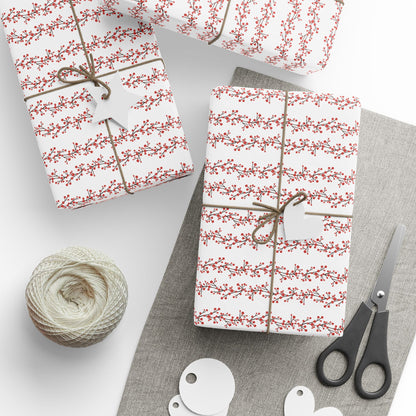 Wrapping Paper, Winterberry - White