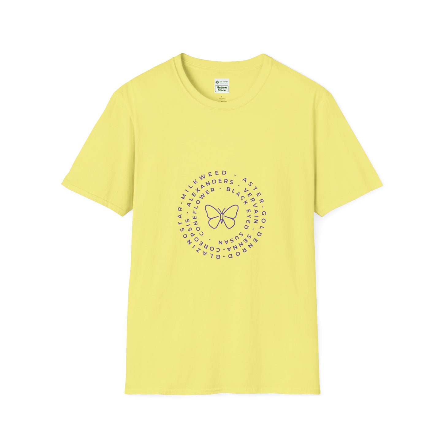 T-Shirt Unisex Softstyle, Native Plants & Butterflies w/EMNP logo