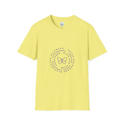 T-Shirt Unisex Softstyle, Native Plants & Butterflies w/EMNP logo