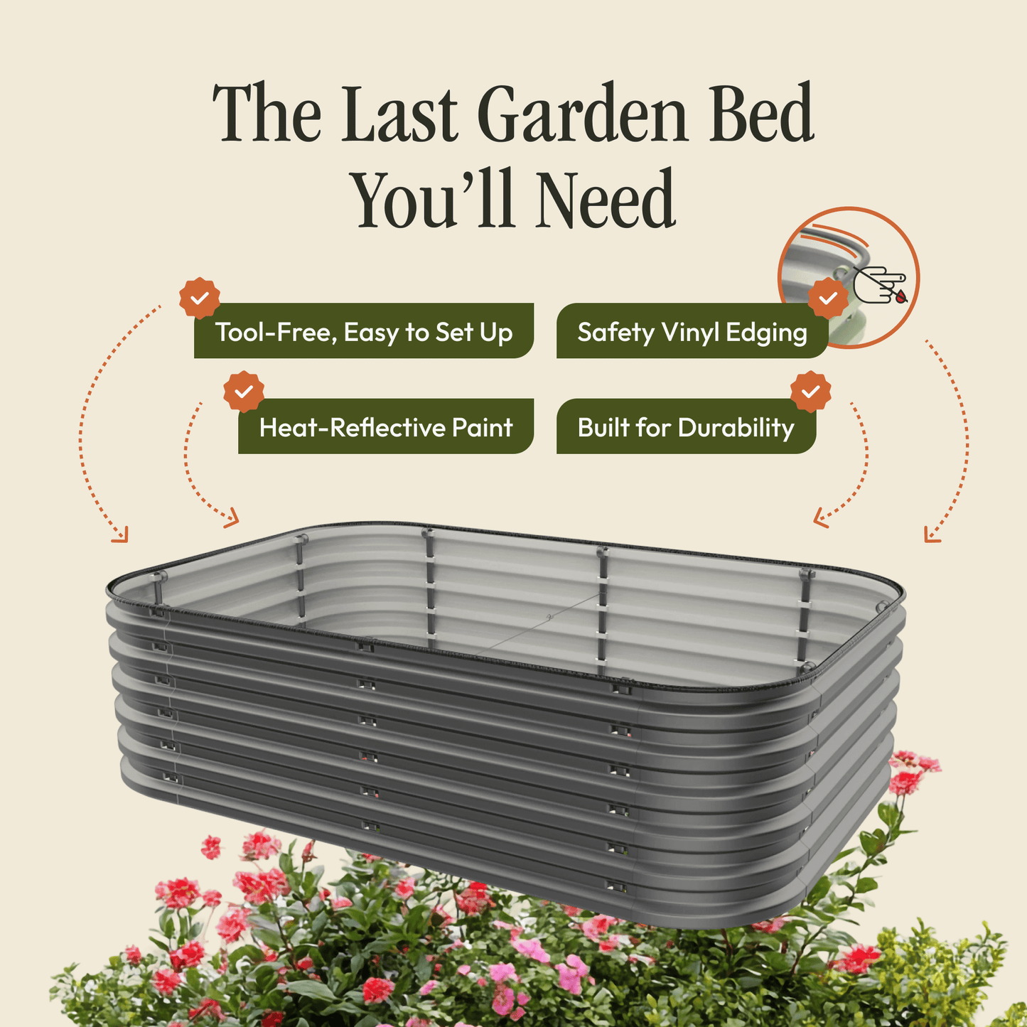 17" Tall 6 In 1 "No Tools Needed" Metal Raised Garden Bed Kit