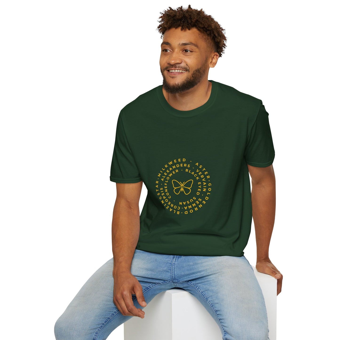 T-Shirt Unisex Softstyle, Native Plants & Butterflies w/EMNP logo
