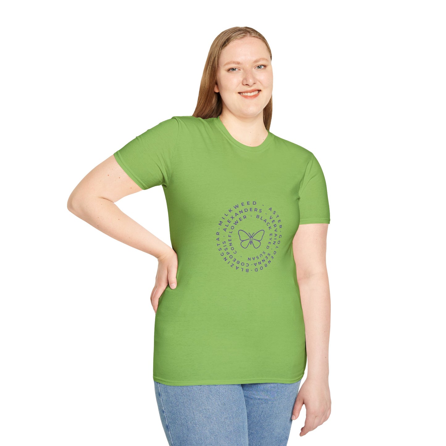T-Shirt Unisex Softstyle, Native Plants & Butterflies w/EMNP logo
