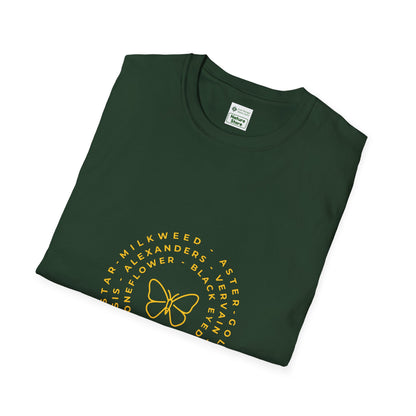 T-Shirt Unisex Softstyle, Native Plants & Butterflies w/EMNP logo