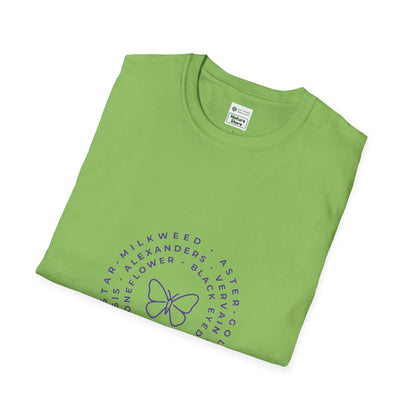 T-Shirt Unisex Softstyle, Native Plants & Butterflies w/EMNP logo
