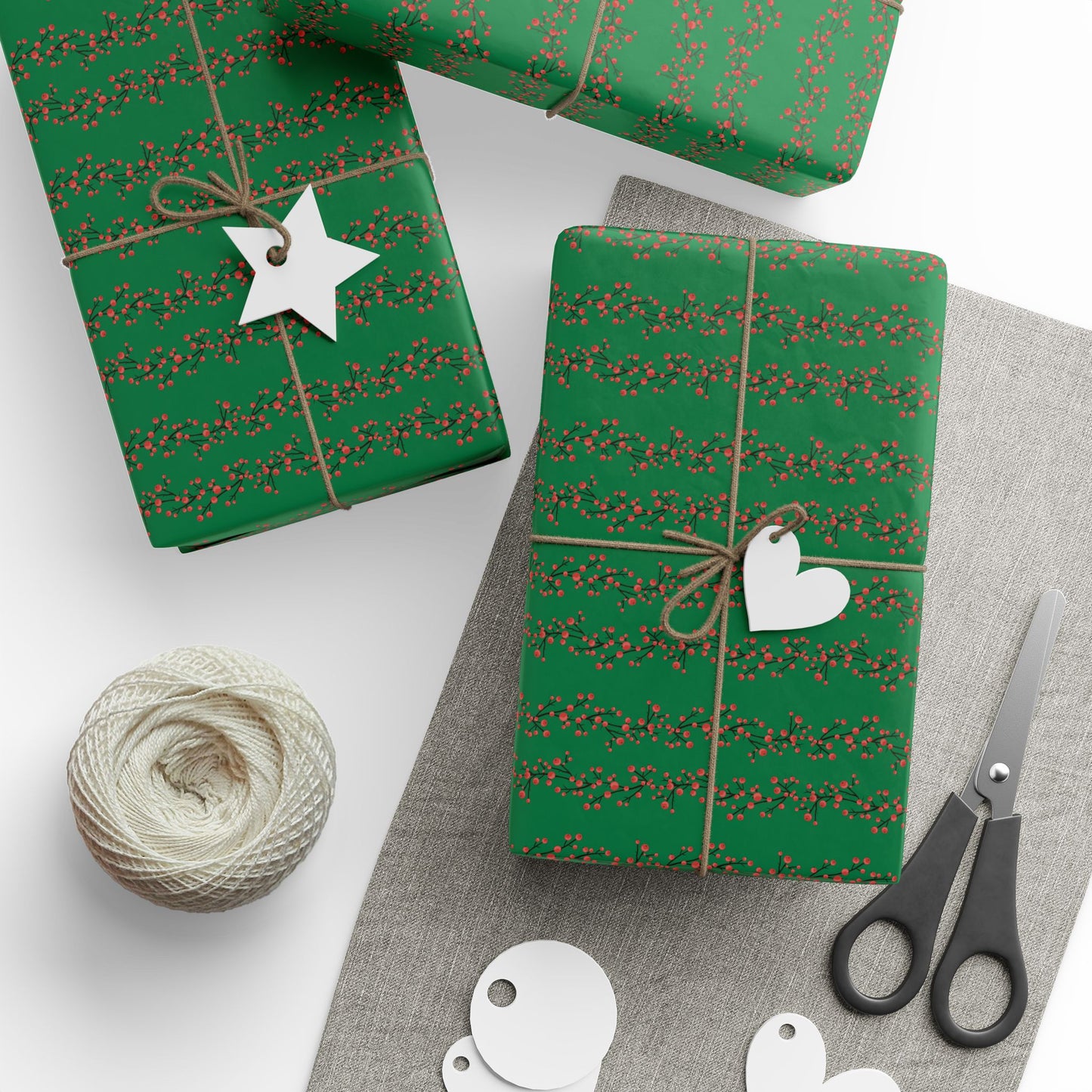 Wrapping Paper, Winterberry - Green