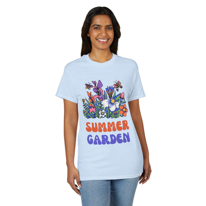 Dry Blend Moisture Wicking Tee Summer Garden w/EMNP Logo on back