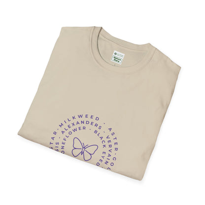 T-Shirt Unisex Softstyle, Native Plants & Butterflies w/EMNP logo