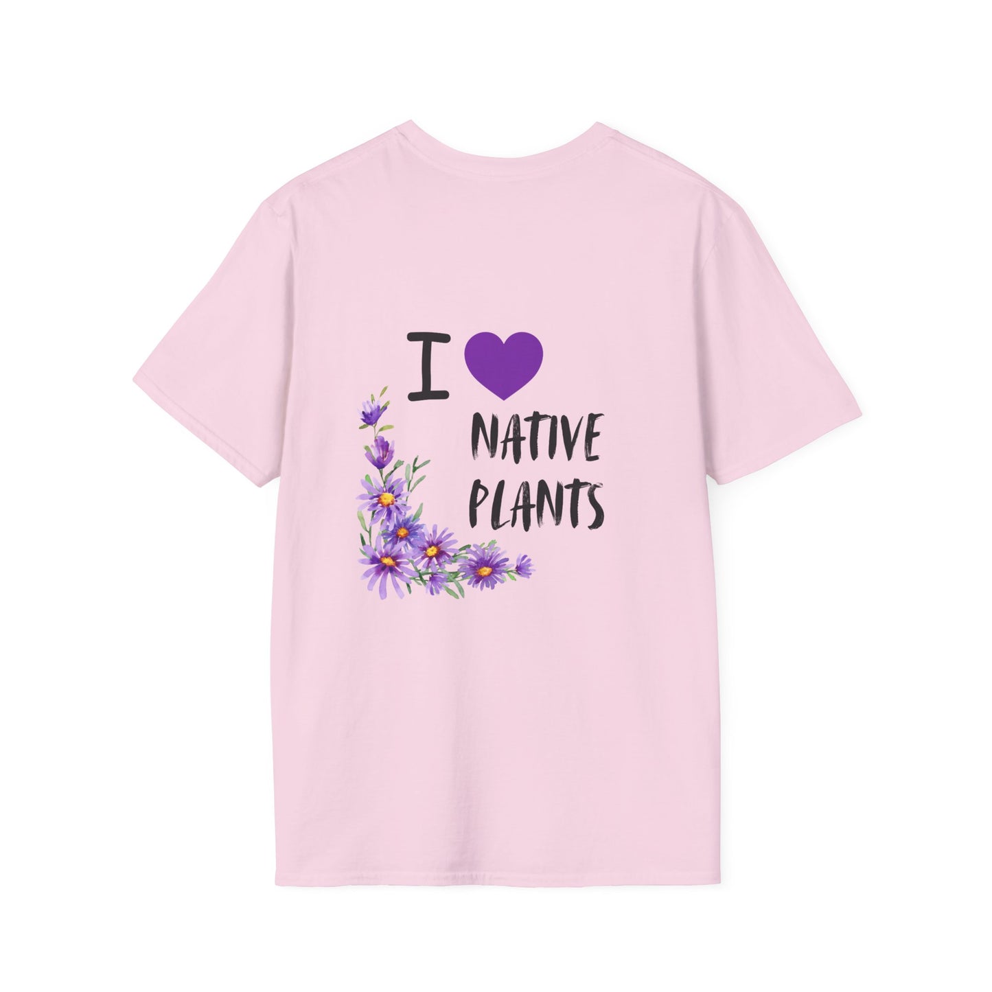 Unisex Softstyle T-Shirt I Love Native Plants, Asters (Back)