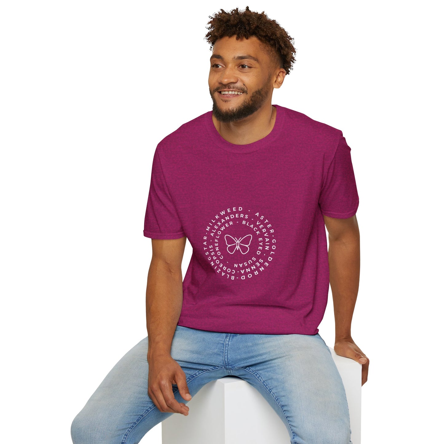 T-Shirt Unisex Softstyle, Native Plants & Butterflies w/EMNP logo