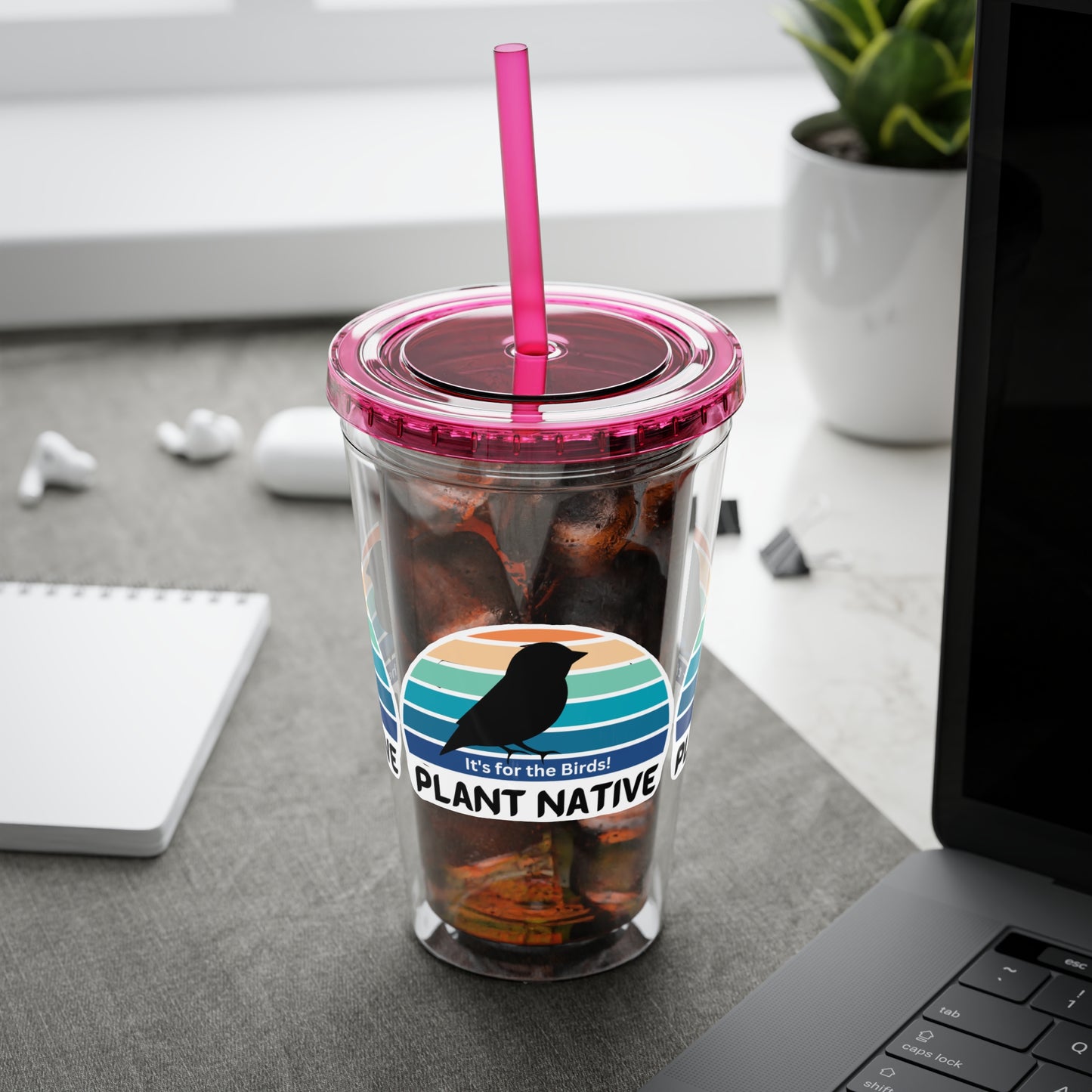 Tumbler with Straw, 16oz, It's For The Birds