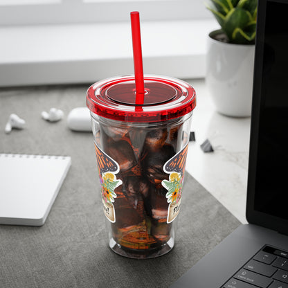 Tumbler with Straw, 16oz, Monarch Plant Native!