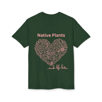 Dry Blend Moisture Wicking Tee Native Plants Make Life Better w/EMNP Logo on back