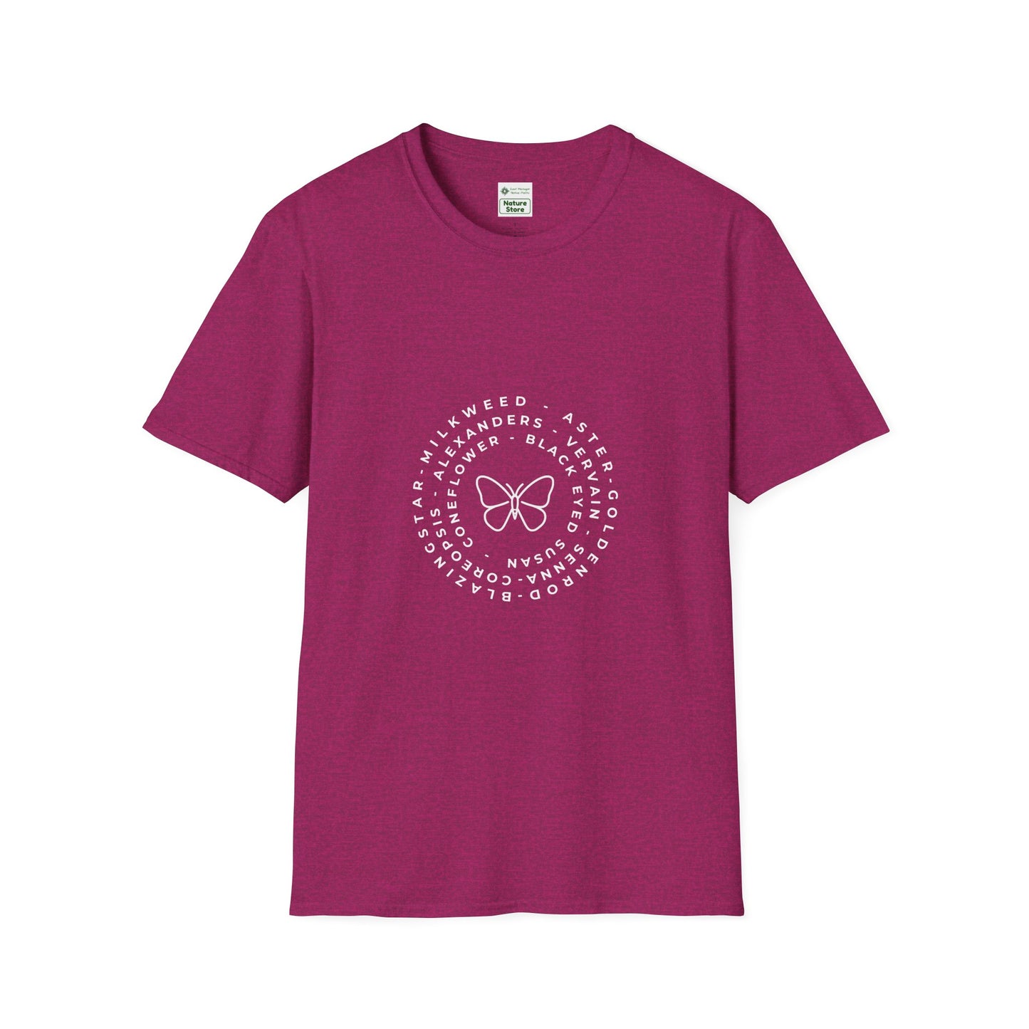 T-Shirt Unisex Softstyle, Native Plants & Butterflies w/EMNP logo