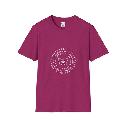 T-Shirt Unisex Softstyle, Native Plants & Butterflies w/EMNP logo