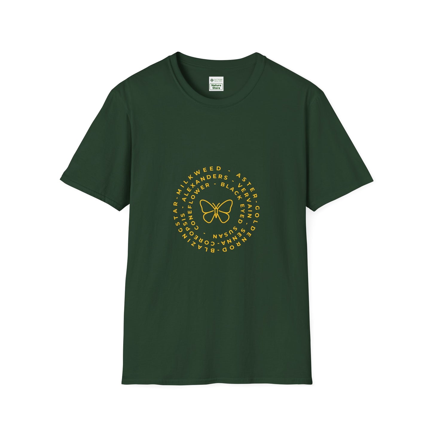 T-Shirt Unisex Softstyle, Native Plants & Butterflies w/EMNP logo