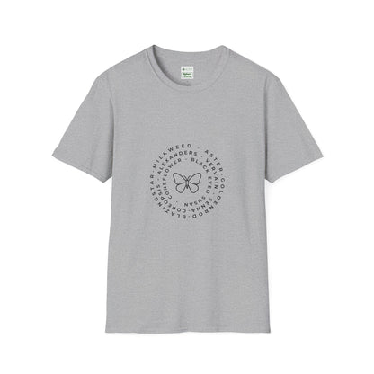 T-Shirt Unisex Softstyle, Native Plants & Butterflies w/EMNP logo